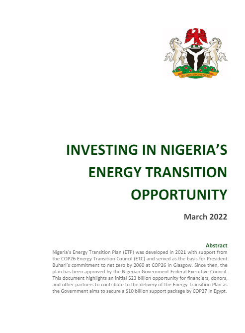 Nigerian Energy Transition Plan (ETP)